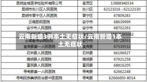 云南新增3例本土无症状/云南新增1本土无症状
