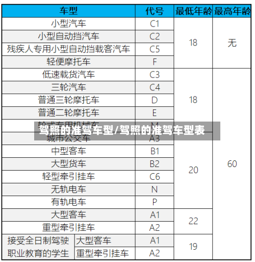 驾照的准驾车型/驾照的准驾车型表-第3张图片