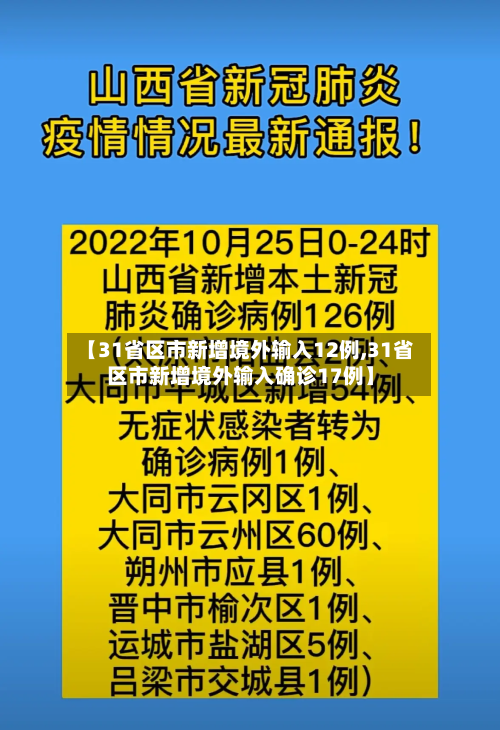 【31省区市新增境外输入12例,31省区市新增境外输入确诊17例】
