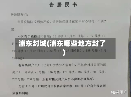 浦东封城(浦东哪些地方封了)