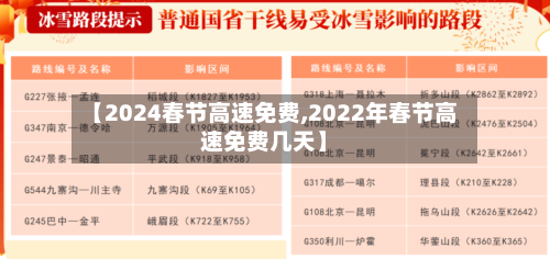 【2024春节高速免费,2022年春节高速免费几天】-第2张图片